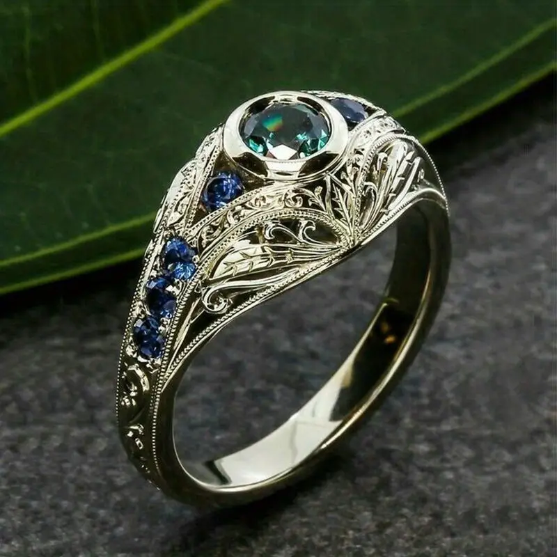 Azurielle – Bague en argent exceptionnelle avec cristaux bleus