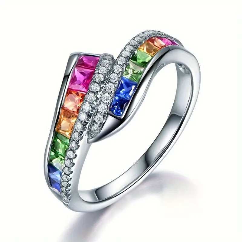 Tournésia – Bague en argent torsadée avec cristaux multicolores