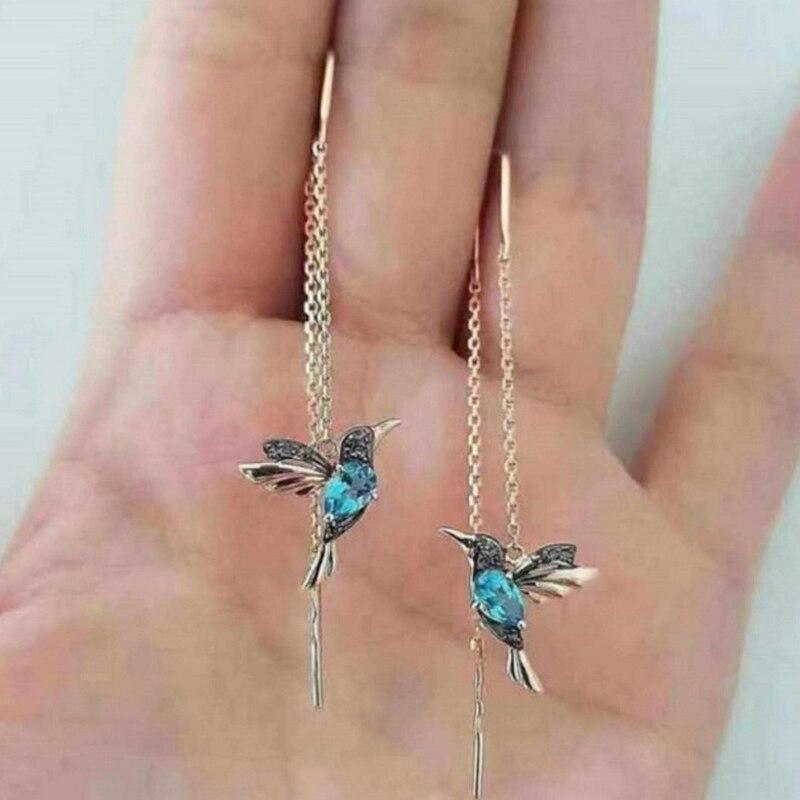 Caméliane - Boucles d'oreilles colibri en émail et zirconium