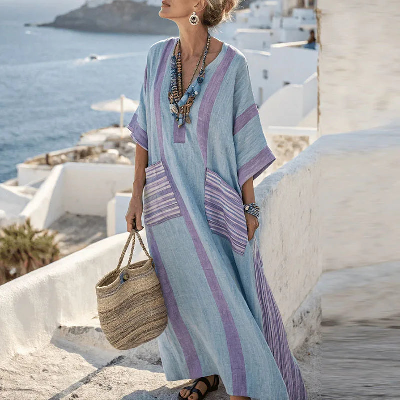 Marjolaine – Robe élégante en coton et lin