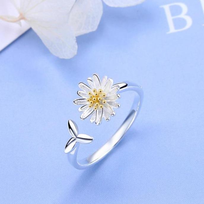 Florésia – Bague en argent ajustable avec fleur