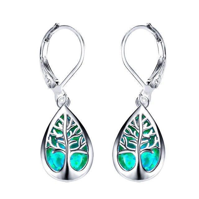 Vitaléa – Boucles d’oreilles en argent "Arbre de Vie" avec opale