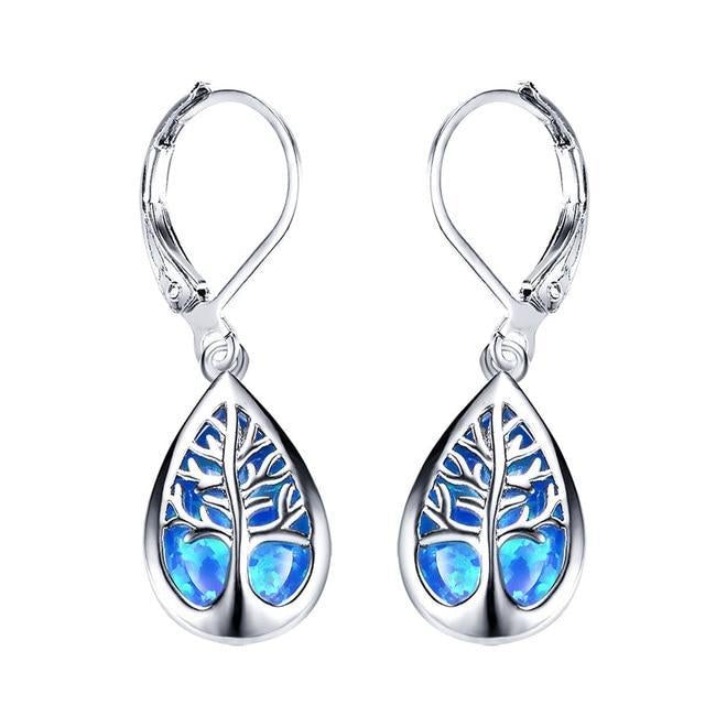 Vitaléa – Boucles d’oreilles en argent "Arbre de Vie" avec opale