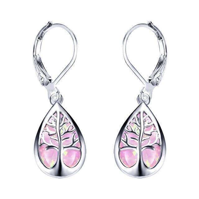 Vitaléa – Boucles d’oreilles en argent "Arbre de Vie" avec opale