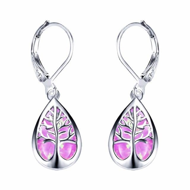 Vitaléa – Boucles d’oreilles en argent "Arbre de Vie" avec opale