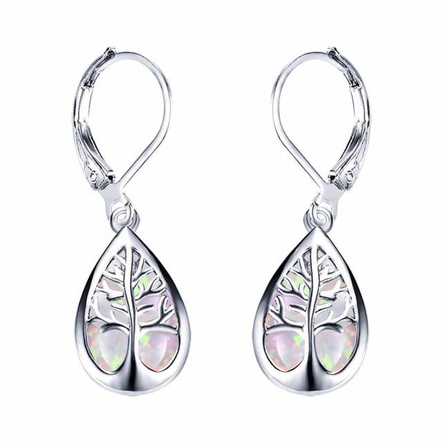 Vitaléa – Boucles d’oreilles en argent "Arbre de Vie" avec opale