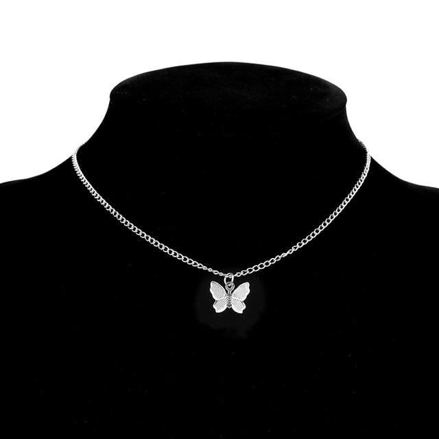 Papilloria – Collier papillon plaqué argent et or
