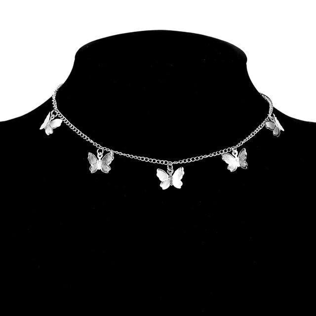Papilloria – Collier papillon plaqué argent et or