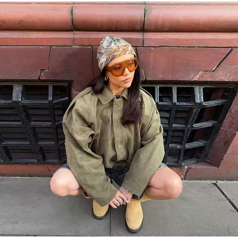 Fanchon - Veste bomber en daim élégante et polyvalente