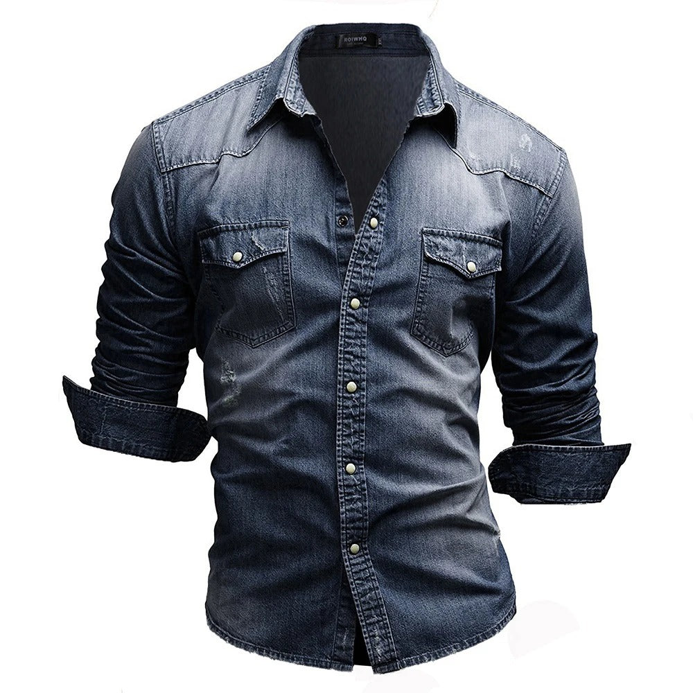Bastien - Chemise en denim rétro élégante et intemporelle