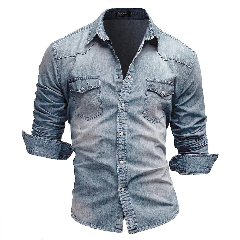 Bastien - Chemise en denim rétro élégante et intemporelle