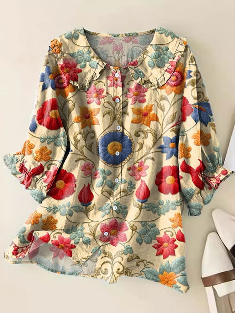 Élodie – Chemisier vintage à col Claudine