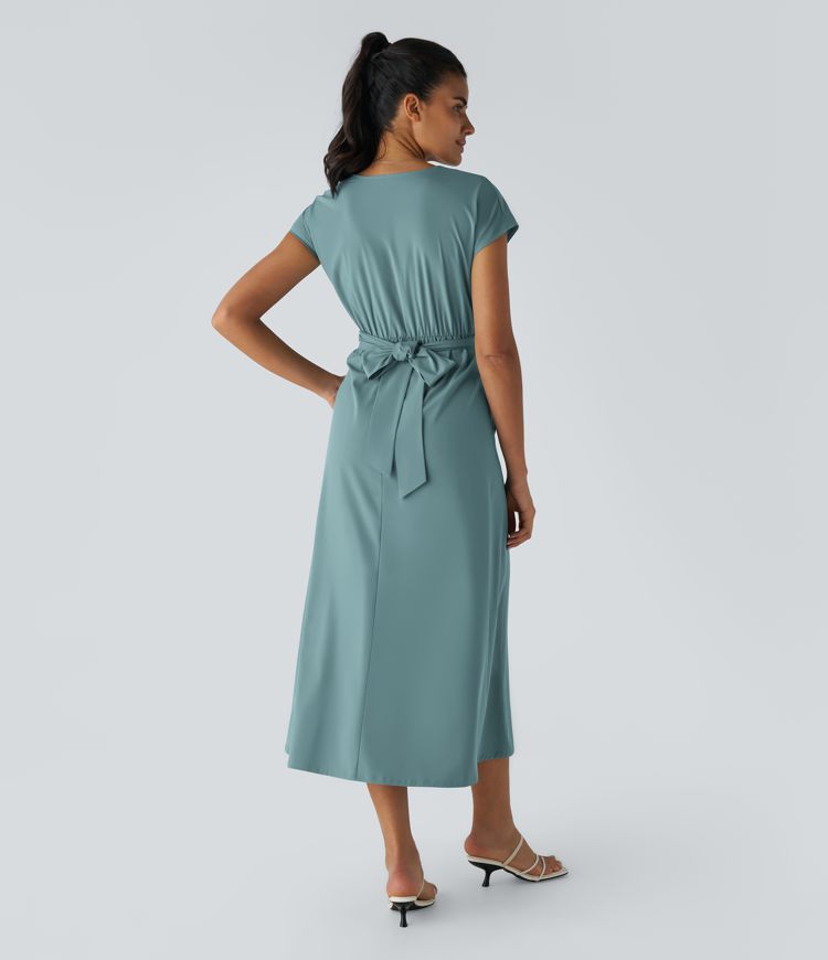 Rosavine – Élégante robe portefeuille à taille haute