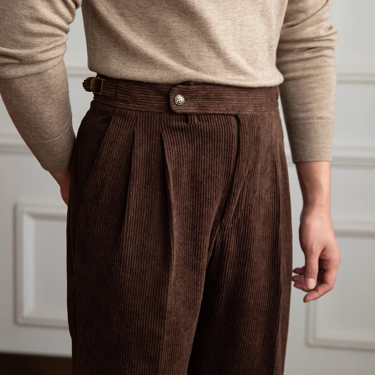 Dorchester Vintage Corduroy Double Pleated Trousers