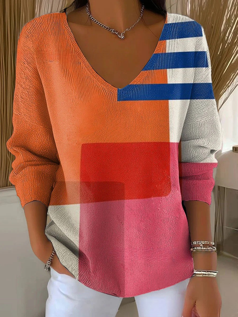 Evelyne – Pull en tricot à col en V