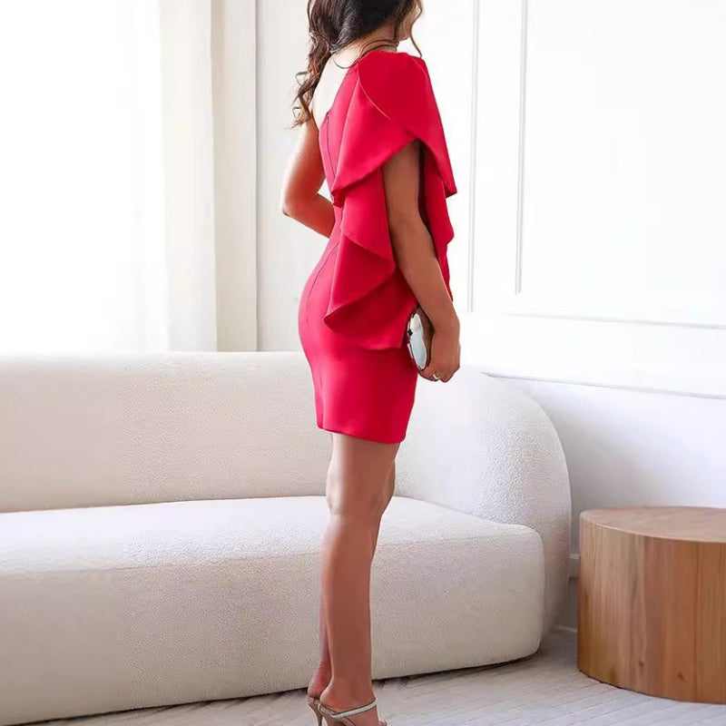 Iphigénie – Mini-robe drapée à une épaule