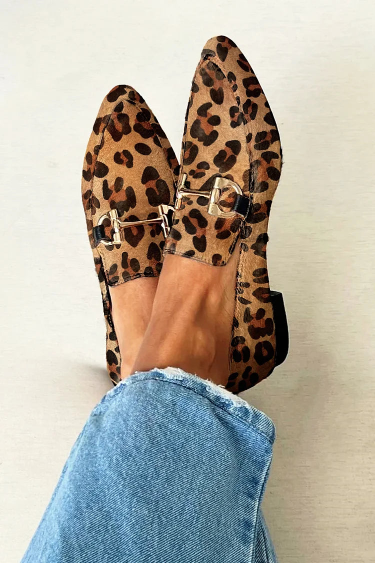 Auréline - Mocassins élégants avec imprimé et boucle métallique