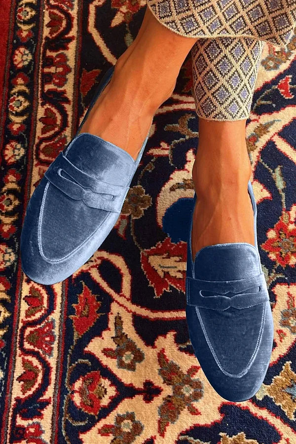 Élodiane - Mocassins élégants à enfiler avec patchwork en velours
