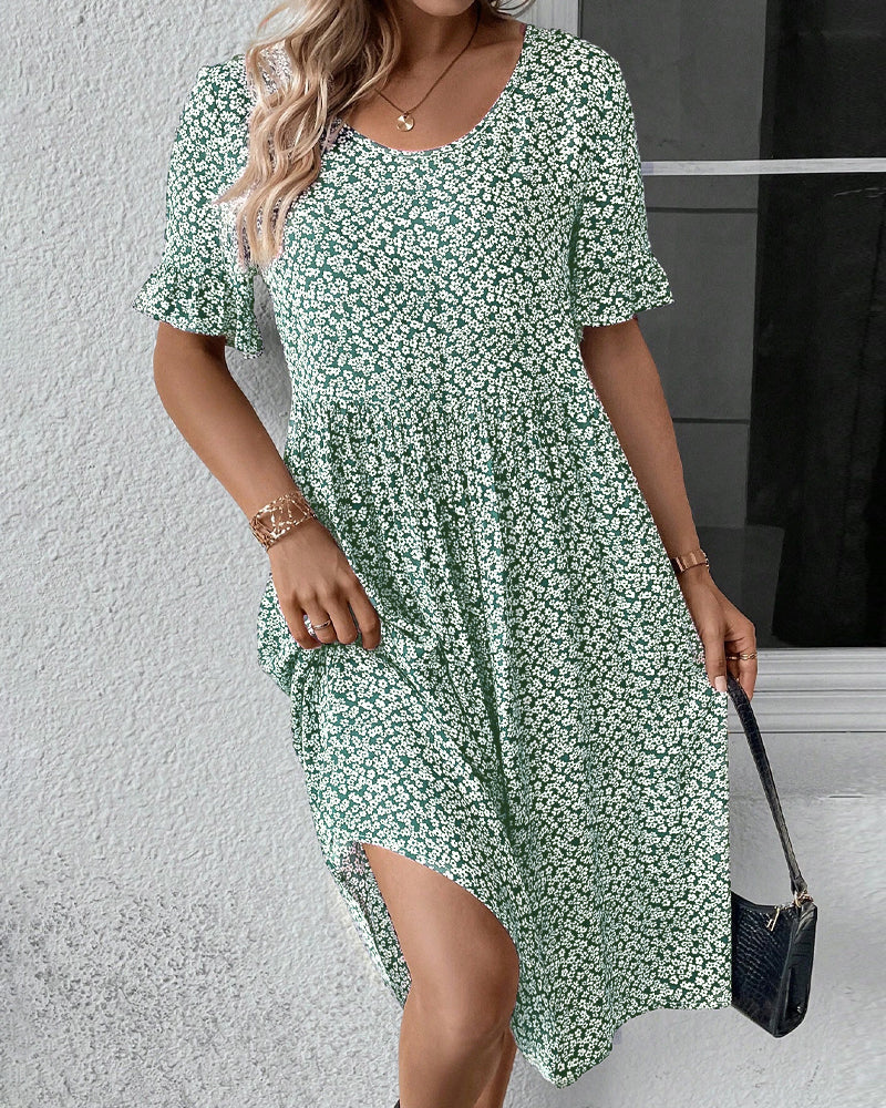 Élénaïs – Robe midi fleurie élégante