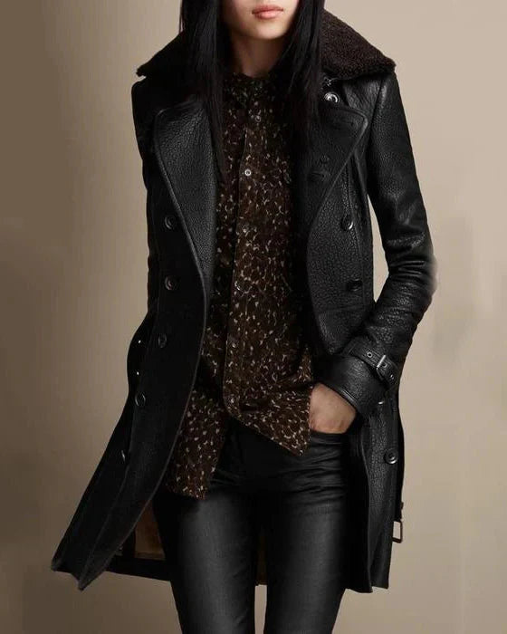 Clotaire – Manteau en cuir doublé élégant