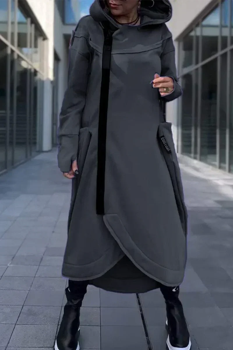 Gwenaëlle – Veste longue zippée élégante