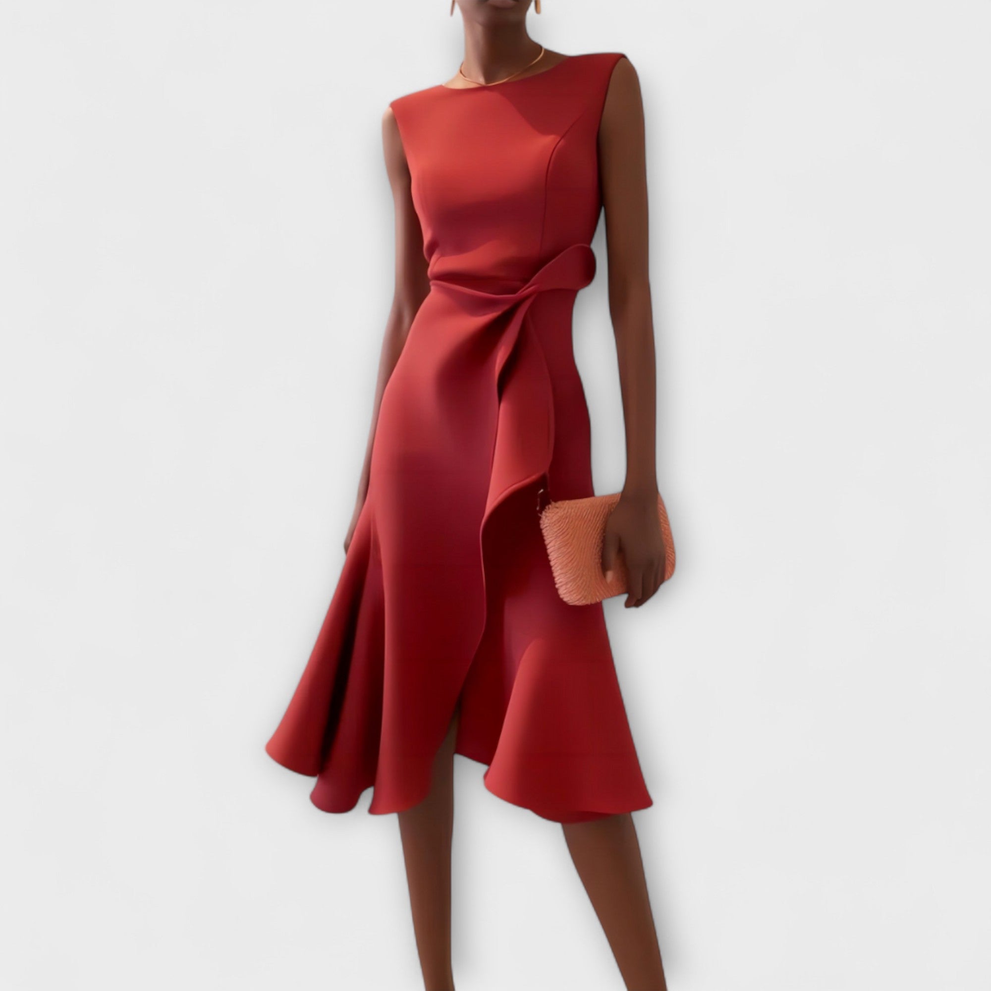 Édith – Robe midi drapée asymétrique