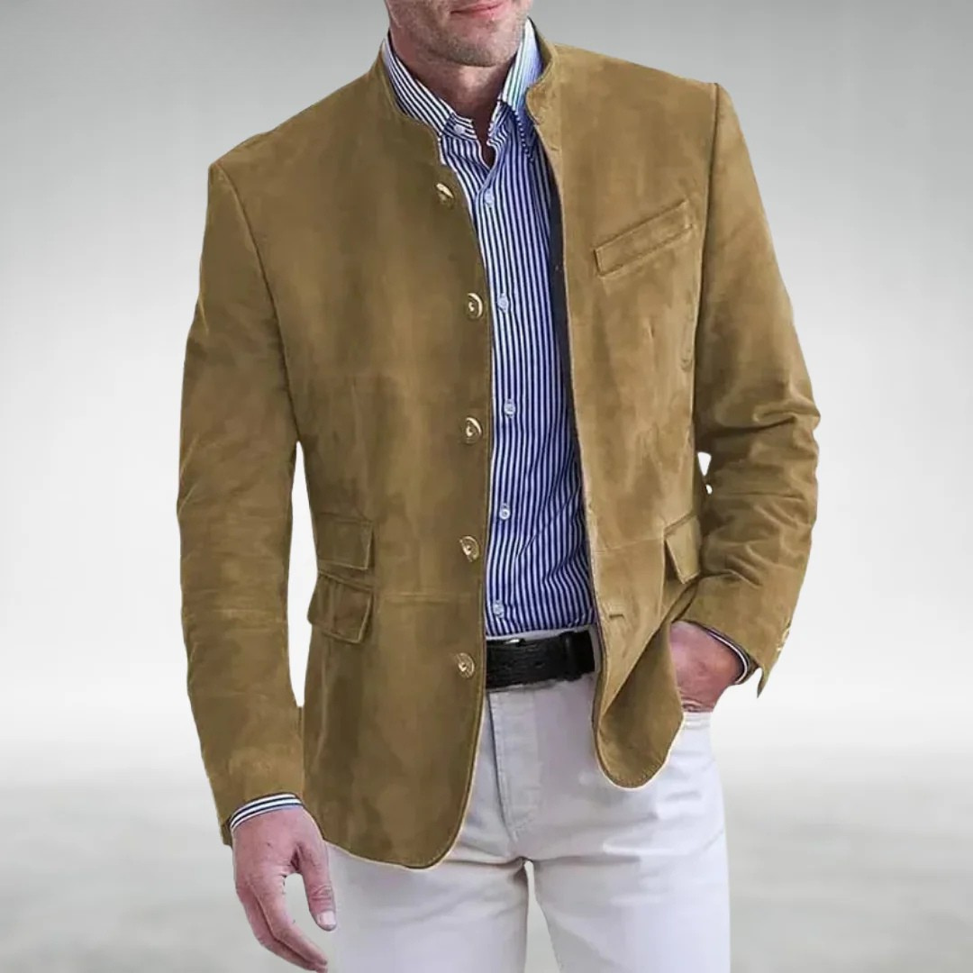 Hugues - Veste en daim élégante avec col mandarin