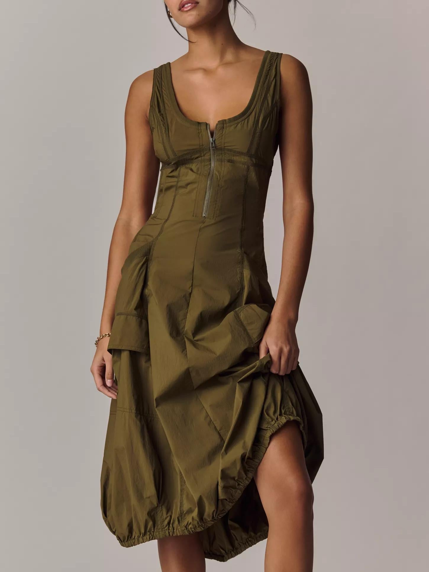 Vianne - Robe midi à ourlet boule avec poches