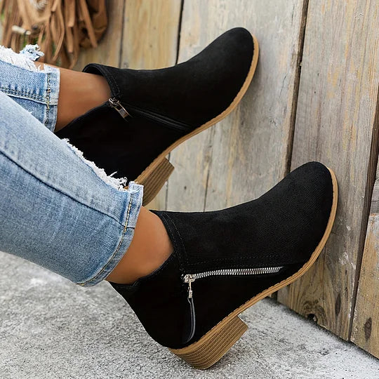 Ambreline – Bottines orthopédiques en cuir avec fermeture éclair