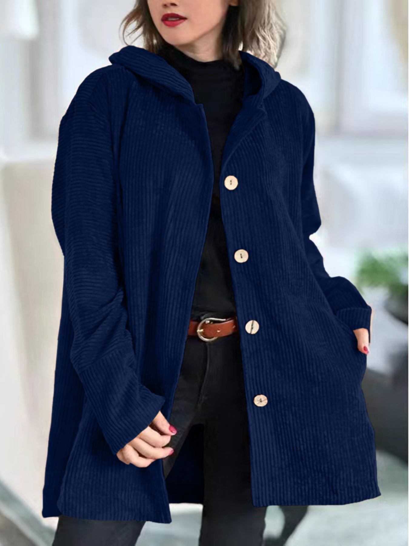 Candice – Veste à capuche en velours côtelé