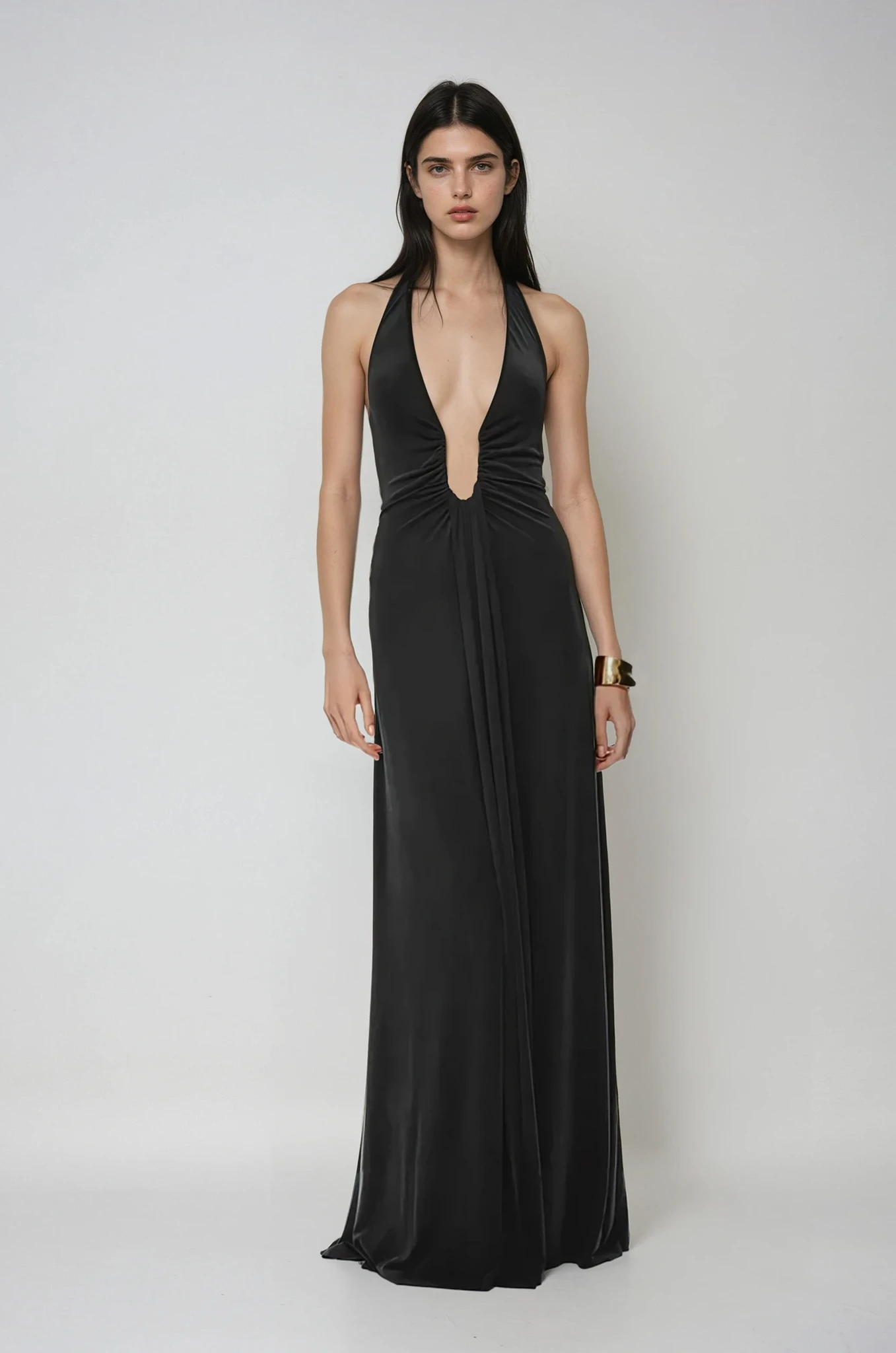 Aliane – Robe longue drapée en cupro