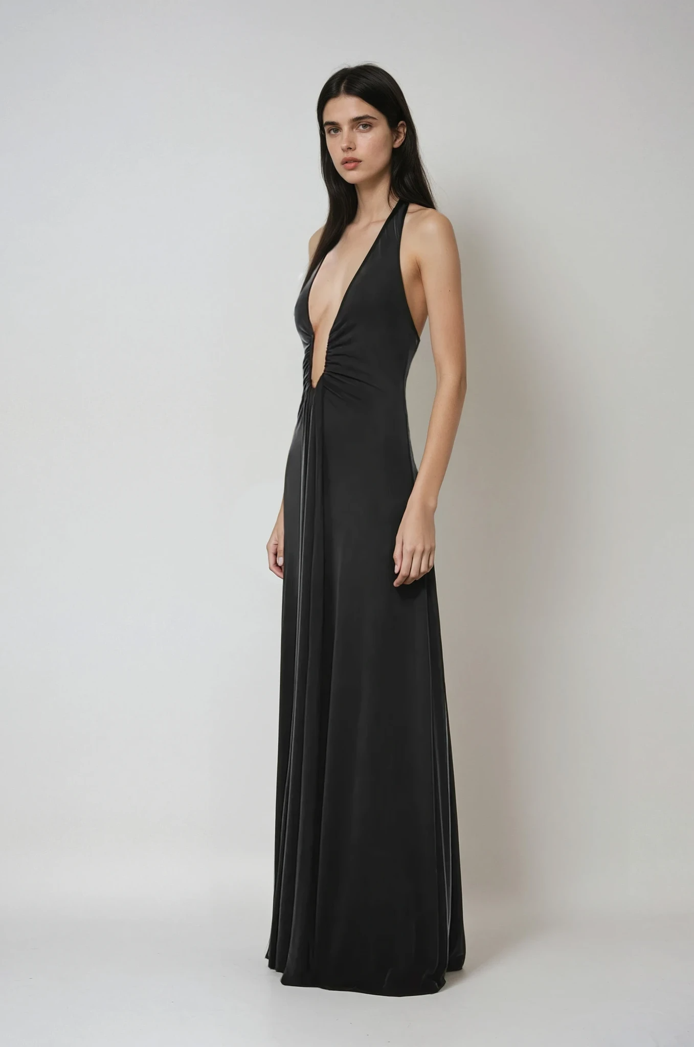 Aliane – Robe longue drapée en cupro