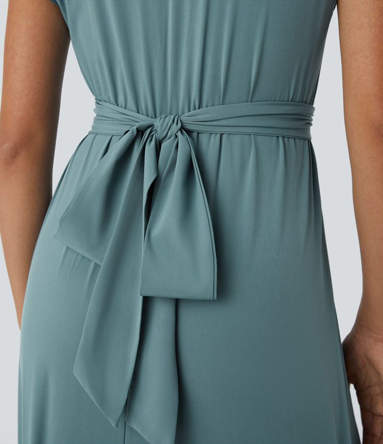 Rosavine – Élégante robe portefeuille à taille haute