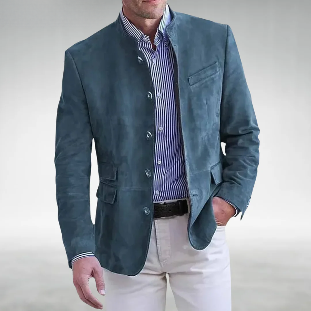 Hugues - Veste en daim élégante avec col mandarin