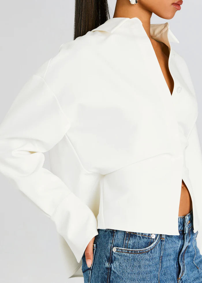 Ophélia - Chemise boutonnée drapée en crêpe