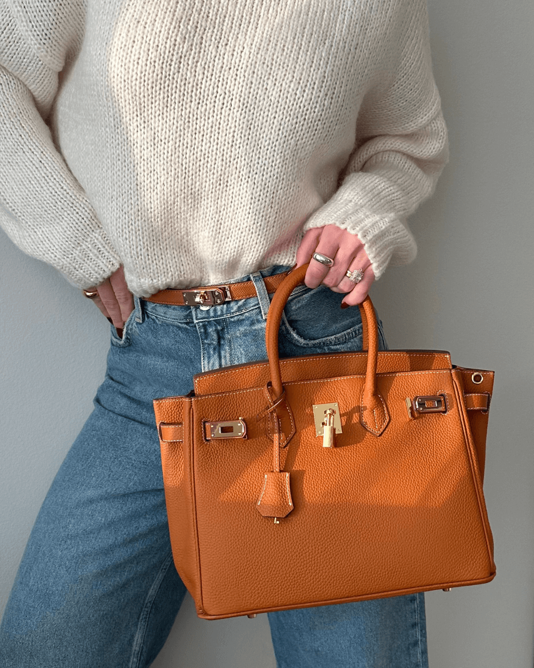Sabine - Sac en cuir texturé avec accents dorés