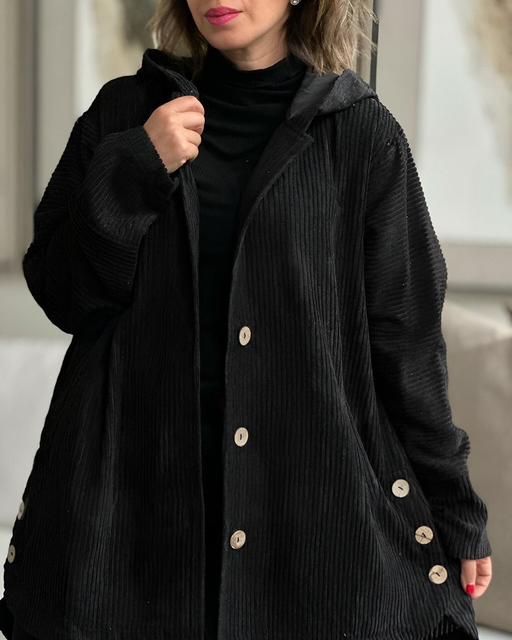 Candice – Veste à capuche en velours côtelé