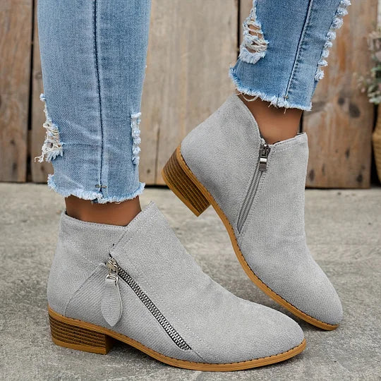 Ambreline – Bottines orthopédiques en cuir avec fermeture éclair