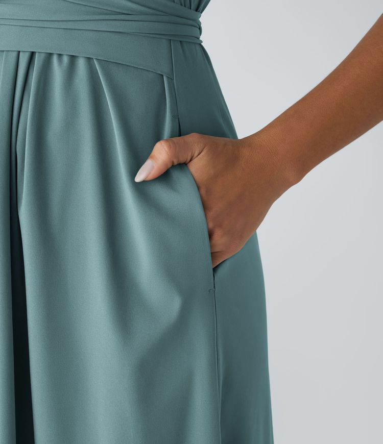 Rosavine – Élégante robe portefeuille à taille haute