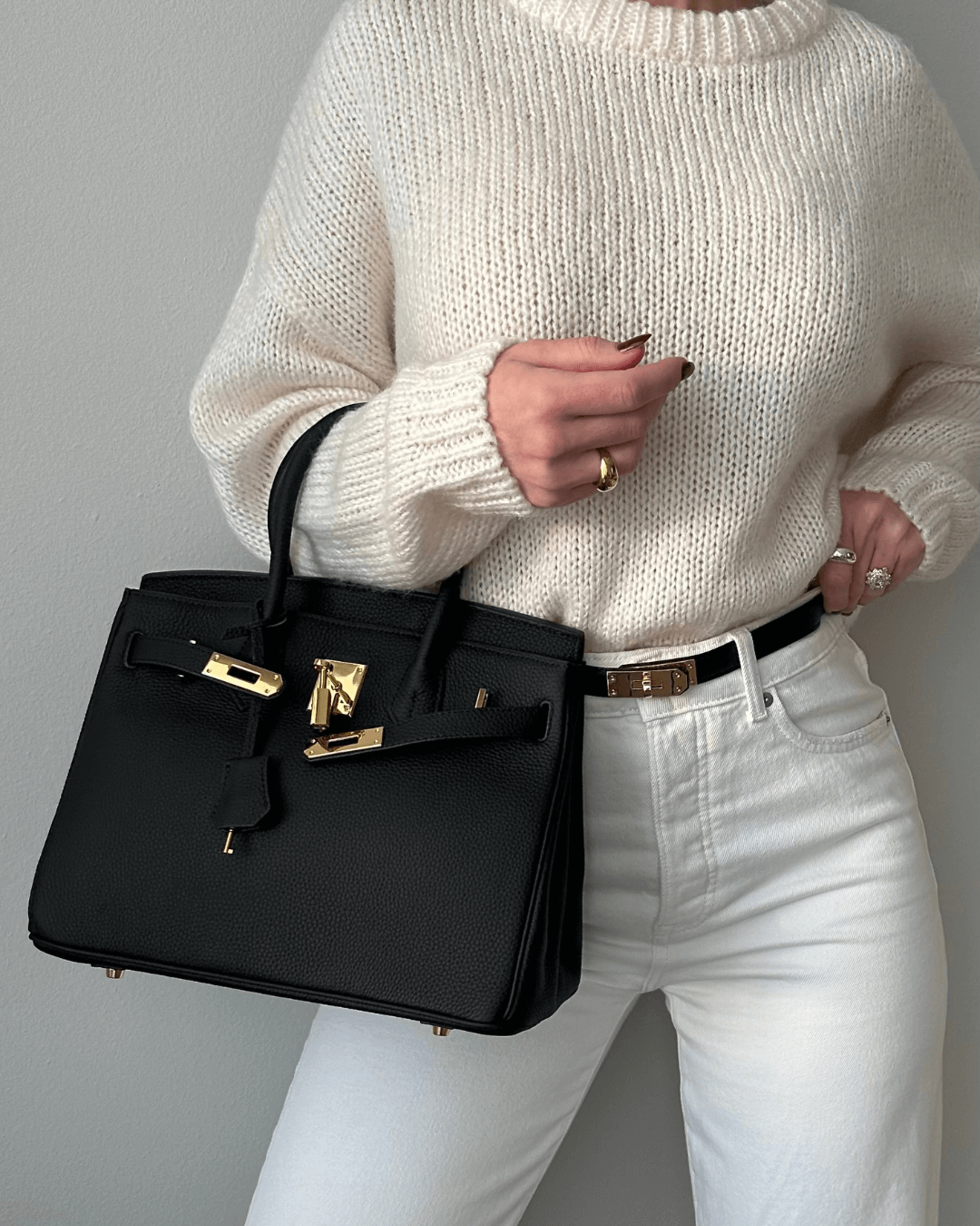 Sabine - Sac en cuir texturé avec accents dorés