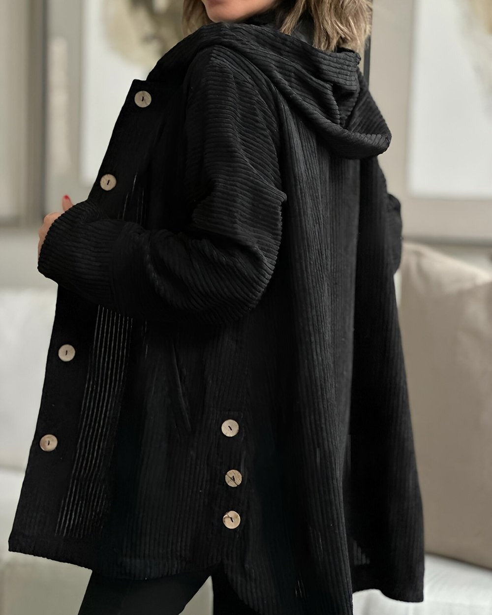 Candice – Veste à capuche en velours côtelé