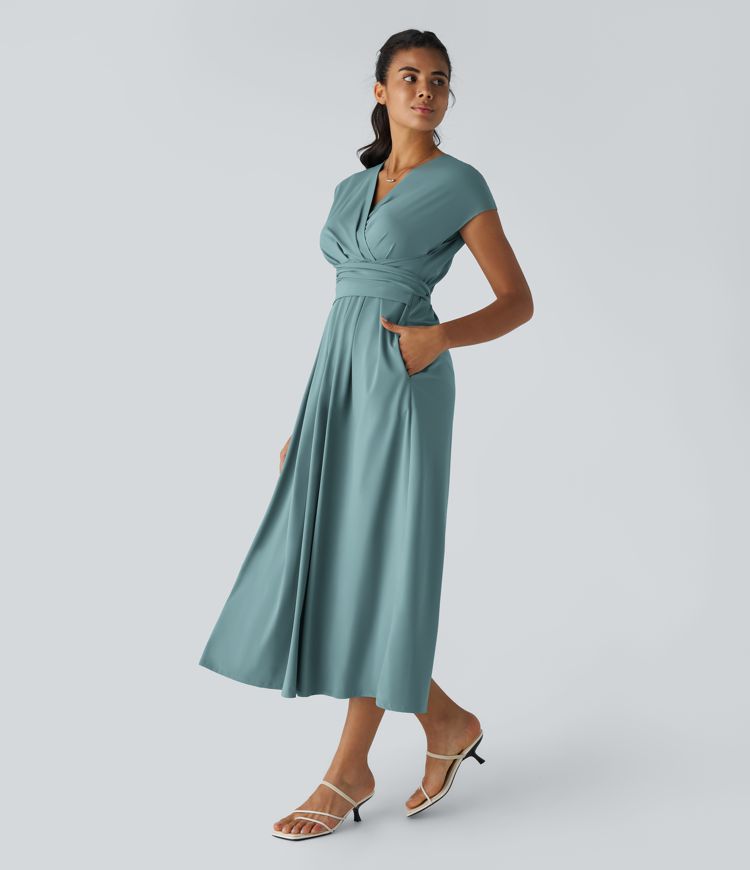 Rosavine – Élégante robe portefeuille à taille haute