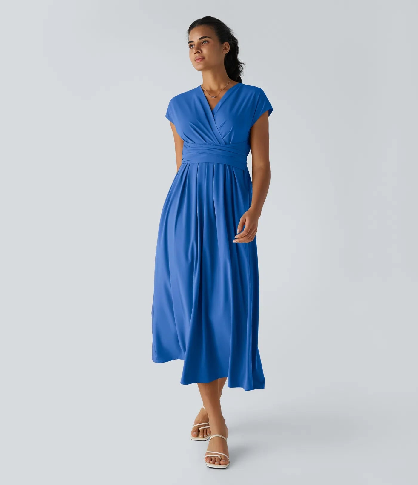 Rosavine – Élégante robe portefeuille à taille haute