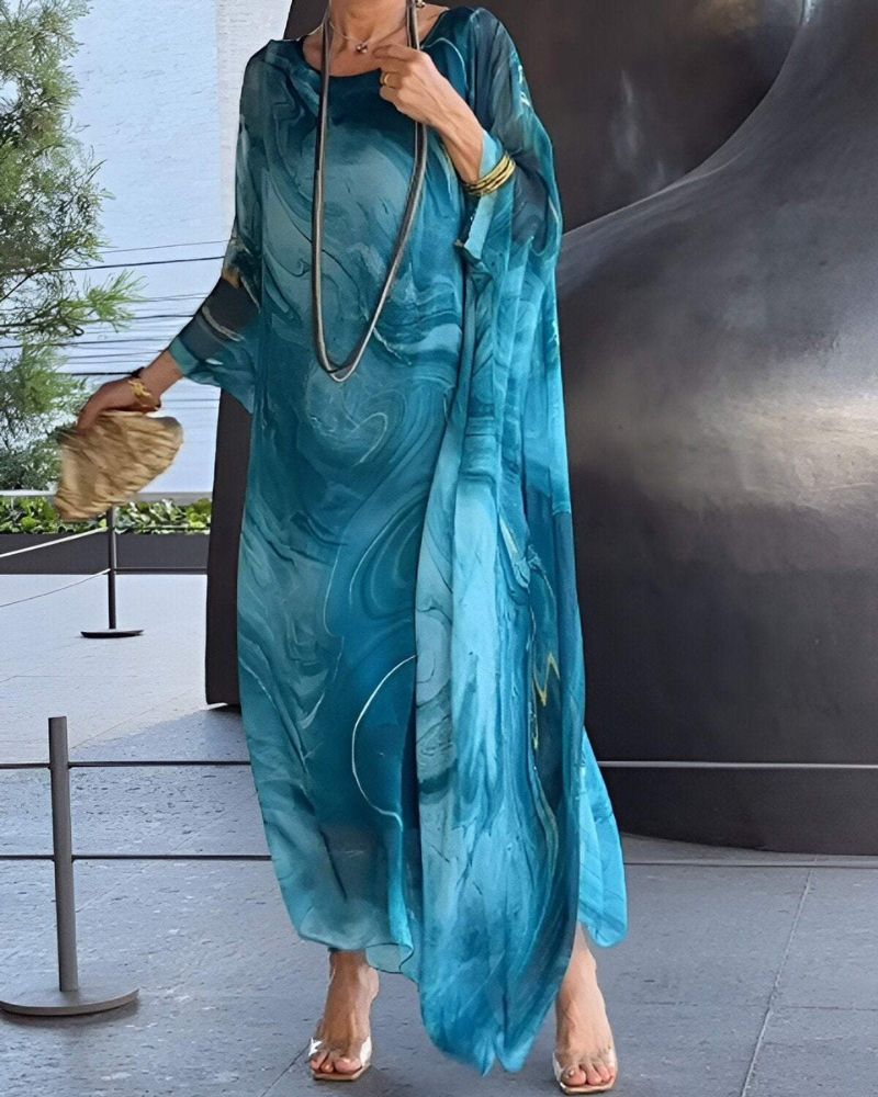 Romy – Robe longue en mousseline élégante et colorée