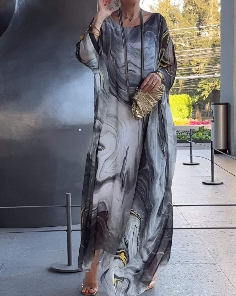 Romy – Robe longue en mousseline élégante et colorée