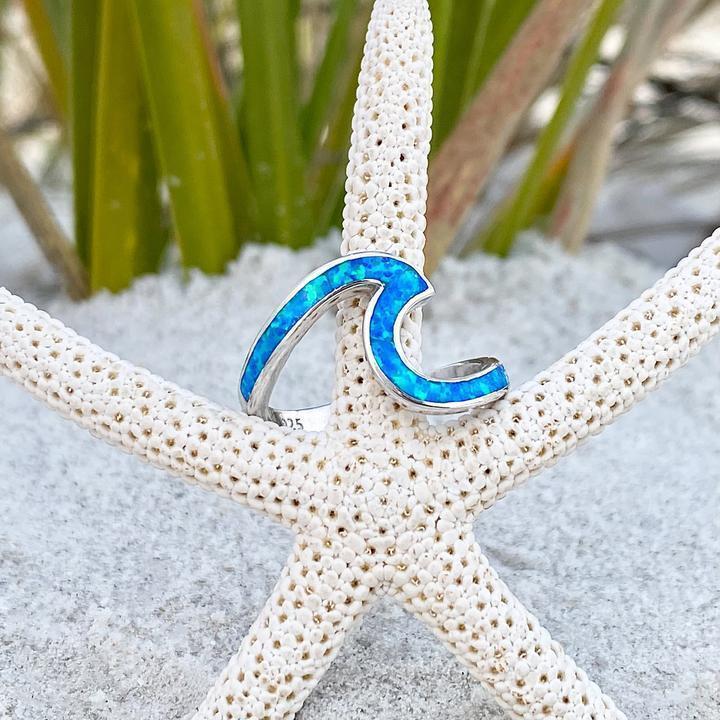 Océliane – Bague en argent "Vague de l’Océan" avec opale
