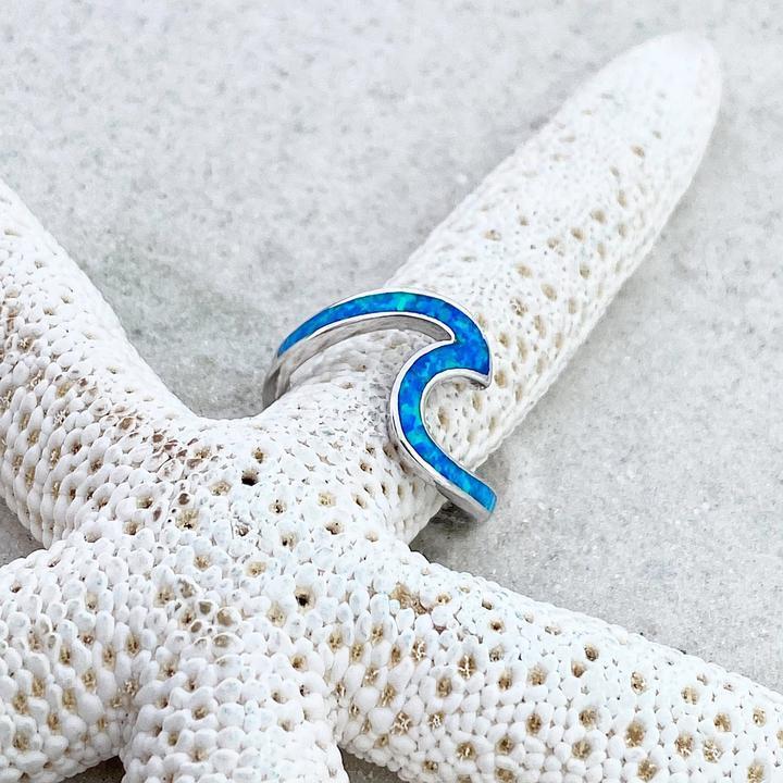 Océliane – Bague en argent "Vague de l’Océan" avec opale