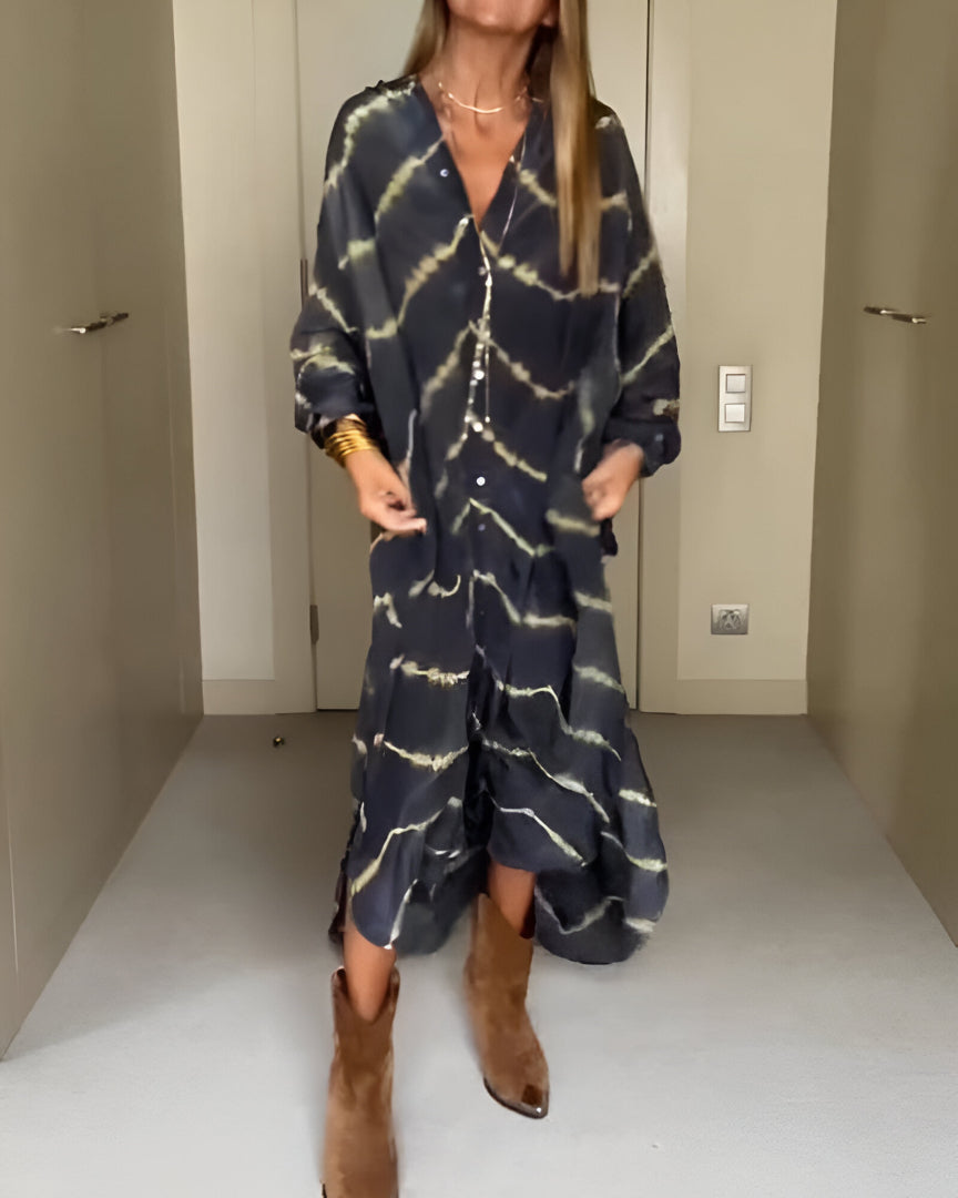 Véronique – Robe maxi bohème à rayures