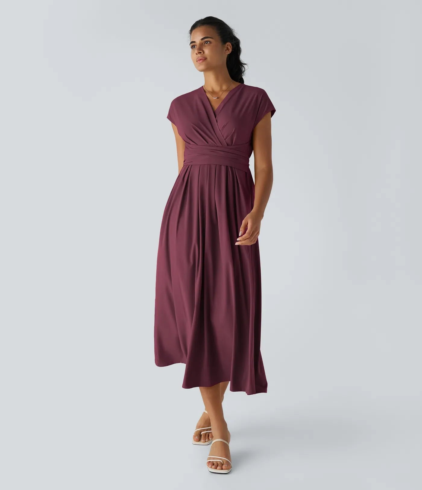 Rosavine – Élégante robe portefeuille à taille haute