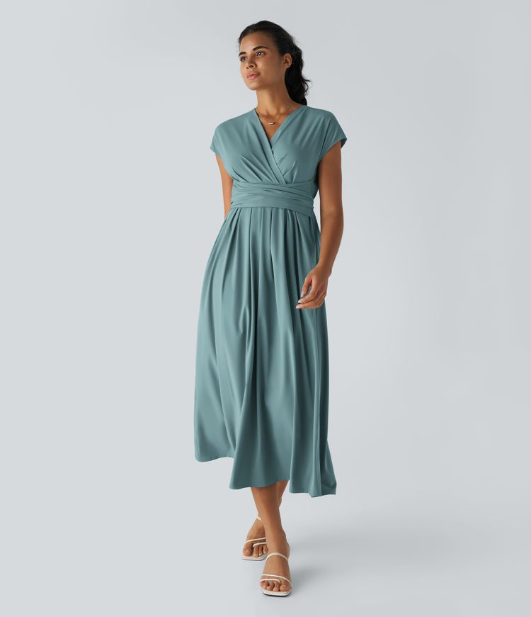 Rosavine – Élégante robe portefeuille à taille haute